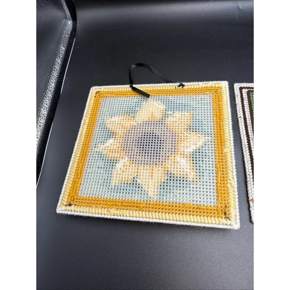 Plastic Canvas Completed Wall Decor Door Hanger Flowers Approx 8